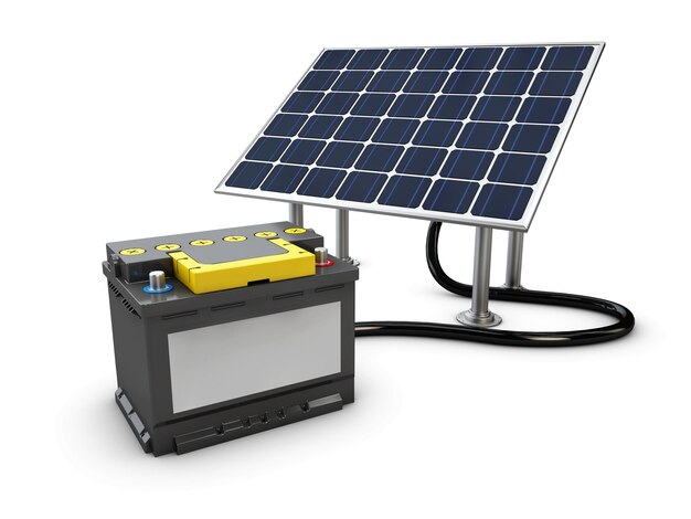 energy-concept-background-with-solar-panel-charging-battery-3d-illustration_