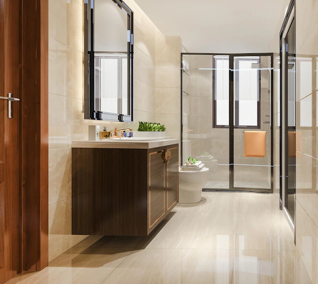 3d-rendering-modern-wood-stone-white-bathroom
