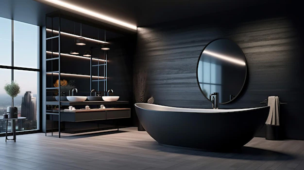 bathroom-interior-design-with-matte-black-bath-