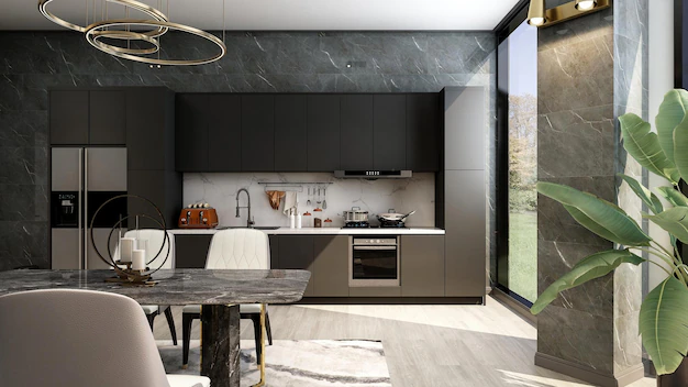 black-modern-contemporary-stylish-kitchen-room-interior-with-luxury-dining-table-large-window_